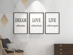 Zitat Druck Set Poster Wandbild Wohndeko Typ inspirierende Zitate Q1 Q2 Q3 - Bild 1 von 4