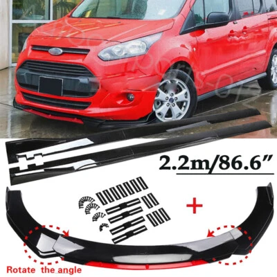 Front Bumper Lip Spoiler Splitter Body Kit Side Skirts For Ford Transit Connect - Image 1 of 4