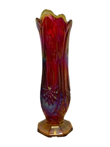 Vintage Indiana Amberina Glas Vase 10,5" Sonnenuntergang Erbstück Serie Karneval Glas - Bild 1 von 9