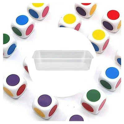 Coloured Dice Set 20pcs Colour Dot Dice 6 Kids Maths  Activity in Container - Image 1 of 2