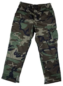 Military 8415-01-084-1712 Woodland Camo Trousers Pants Med Short 32x30 Combat - Picture 1 of 21