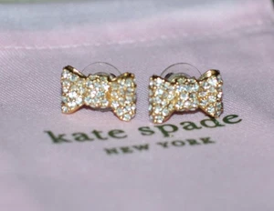Kate Spade new york pave bow stud earrings gold crystal - Picture 1 of 5