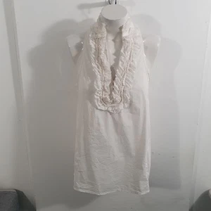 BCBG Max Azria White Collar Frilled Top Sz XS - Picture 1 of 9