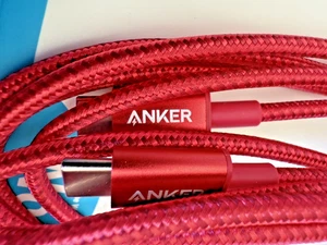 2 Pack ANKER RED USB C to USB C Cable 60W Fast Charging 3.3' / 1M Braided Cables - Picture 1 of 9