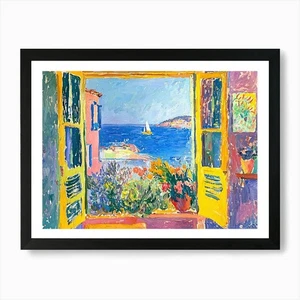 Open Window Boats Matisse Style Lan Framed Wall Art Poster Canvas Print Picture - Picture 1 of 4