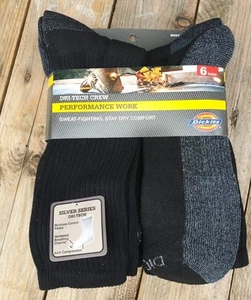 6 Pairs of Men's Dickies Work Socks. Size 6-12. Black / Grey - Picture 1 of 4