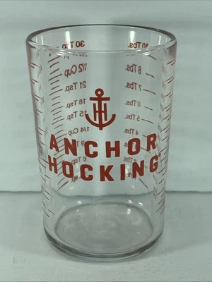 Anchor Hocking 5 oz Clear Glass Measuring Cup Jigger Red Print Tbs Tsp Oz & mL - Image 1 of 4