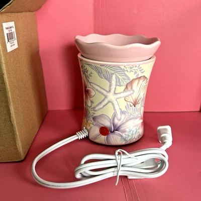 NUEVO Yankee Candle Calentador Eléctrico de Tarta Rosa Cerámica Playa Flores Estrella de Mar Concha Foto 1 de 4