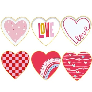 48pcs 9 inch Valentines Day Heart Shaped Paper Plate - Pink Red White Heart P... - Picture 1 of 6