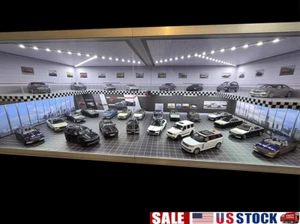 Diorama 1/64 Parking Lot Model 3 LED Modes Diecast Garage Scene Display Case US - Picture 1 of 94
