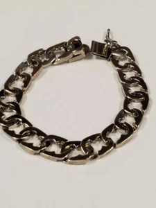 Bracciale in argento sterling 7,5" audace unico maglia morso di squalo 25,3 gr. - Foto 1 di 5