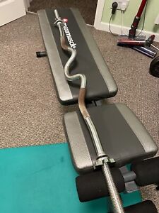 weight bench and curl bar