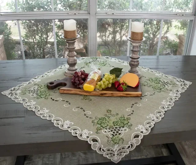 Antique Green Leaf on Sage Green Square Doily (33" Square) - Image 1 of 1
