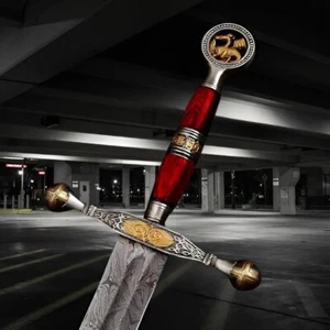 Hand Forged Damascus Steel Viking Sword Sharp Battle Ready Medieval Sword Gift - Picture 1 of 4