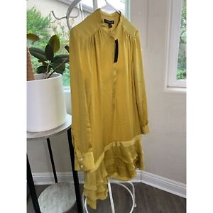 Banana Republic Long Sleeve Tiered Dress Mini Gold Sz 4 Drop Waist NWT $128 6930