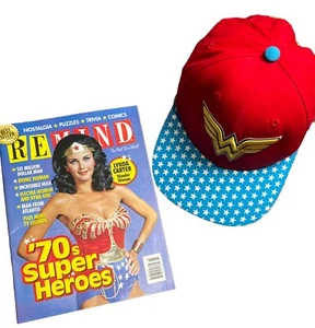 Wonder Woman DC Comics Cap Stars One Sz Adjustable & Remind Magazine Lot Of 2 - Picture 1 of 9