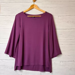 Camiseta deportiva Eileen Fisher para mujer talla S/P ciruela manga larga dobladillo alto bajo manga abertura - Imagen 1 de 11