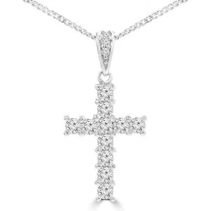 0.45 CT Round VS1 F Diamond Pendant Necklace 18K White Gold - Picture 1 of 3