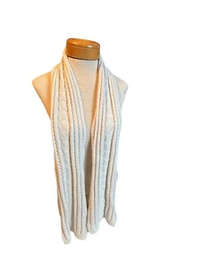 Cable Knit Ivory Scarf 100% Wool - Picture 1 of 6