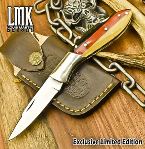 LMK Hot Item 440C Steel Pocket Folding Knife Corain Back Lock Hiking Rare - Picture 1 of 10