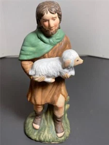 Vintage Christmas Ornament Homco 5209 Shepherd Lamb Nativity Figurine Replacemen - Picture 1 of 1