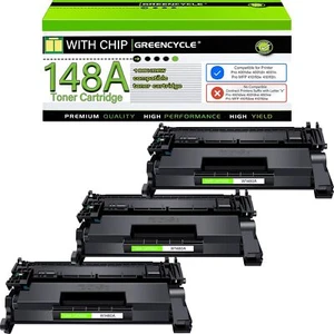 3PK 148A W1480A Toner Cartridge (with Chip) Compatible for HP Pro 4001dw 4001dn - Picture 1 of 14