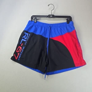 De Colección Polo Deportivo Ralph Lauren Negro Bloque de Color Bañador Para Hombres Talla M Forrado Pantalones Cortos - Imagen 1 de 9