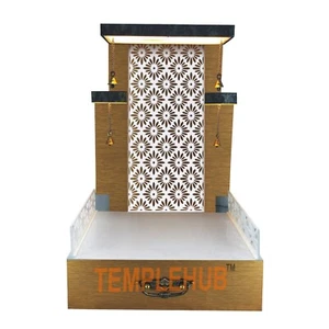 Holztempel mit LED-Leuchten | Maßgeschneiderter Tempel | Holzmandir | Puja Ghar | Mandap - Bild 1 von 4