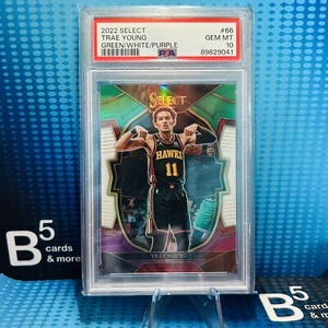 2022 Panini Select #66 Trae Young Green White Purple Prizm PSA 10 POP 1 - Picture 1 of 2