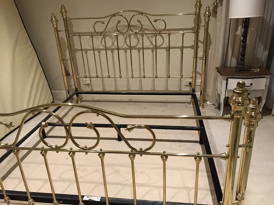 Brass Bed King Size and two side tables - image 1 of 4