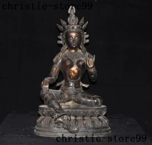 old Tibet Buddhism temple bronze Gilt Tara Kwan-Yin GuanYin Buddha statue - Picture 1 of 12