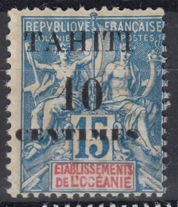 BRIEFMARKE TAHITI ÜBERLADUNG NR. 33A NEU ** GUMMI OHNE SCHARNIER - Bild 1 von 2