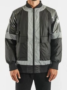 Kappa Mens S Black/ Silver Authentic Utility Bonded Reflective Bomber Jacket - Picture 1 of 8