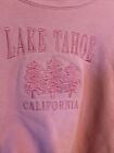 Vintage Lake Tahoe California Sweater Sweatshirt Cropped Pink Size M Made in USA