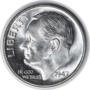 1947-S/D Roosevelt Silver Dime OMM 2 FS-502 Choice BU+ Uncertified #851 - Picture 1 of 2