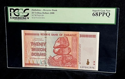 Zimbabwe 20 Trillion Dollars 2008 PCGS 68 PPQ Reserve Banknote - Image 1 of 4