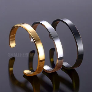 Men's Cuff Bracelet Stainless Steel Bangle Gold Silver Black Viking Norse - Picture 1 of 9