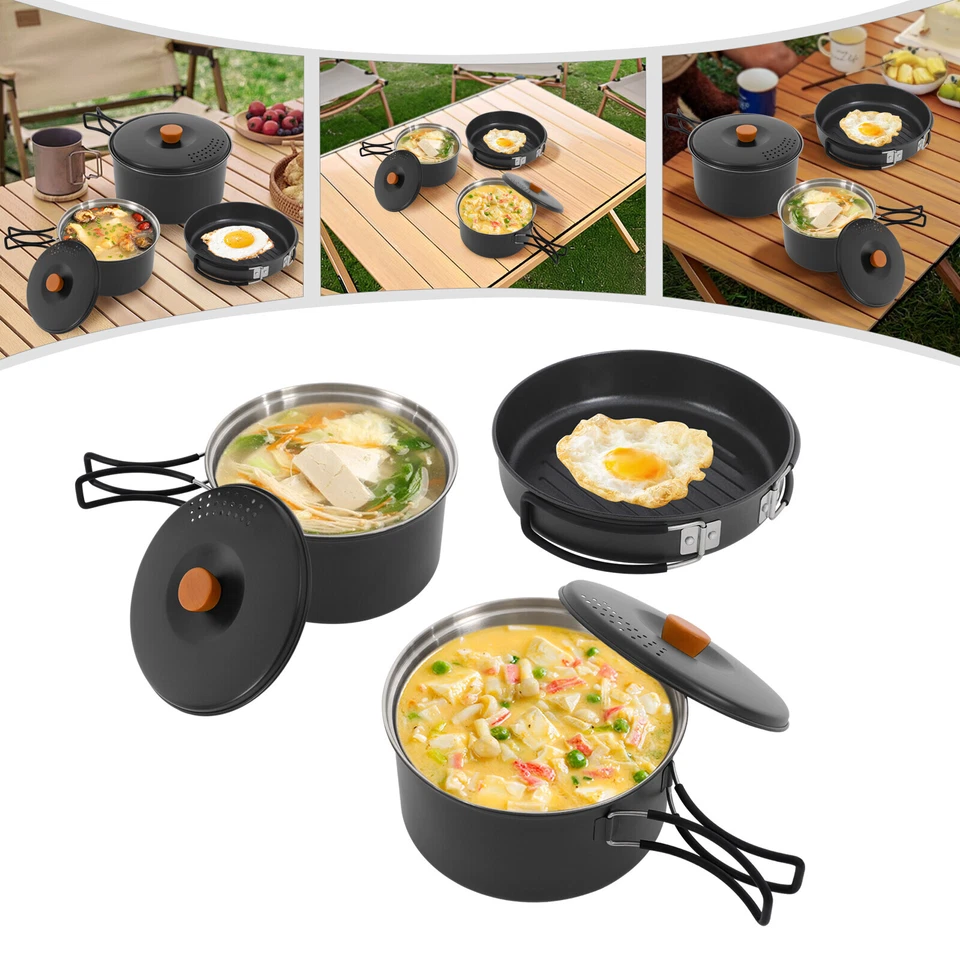 Camping Cookware Set Camping Survival Stove Pot Pan Portable Outdoor Cooking Set - Image 1 of 4