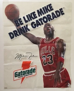 MICHAEL JORDAN 1992 GATORADE STORE ADVERTISEMENT WINDOW CLING SIGN Clean Unused - Picture 1 of 12