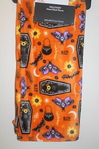 NWT Halloween Velvet Plush Throw Blanket RIP 50" x 60" Orange