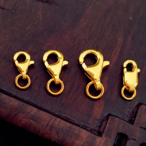 1pcs Pure 999 24K Yellow Gold Connector Lobster Clasp For Bracelet Necklace - Picture 1 of 8