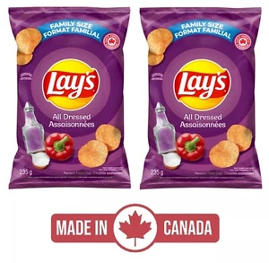 2-Pack Lay's All Dressed Chips (235g) Snacks Made in Canada Family Size Popular - Foto 1 di 9