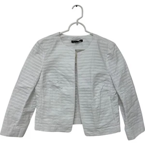 Brooks Brothers Womens Blazer Jacket Size 6 White Open Front Textured NWT - Picture 1 of 10