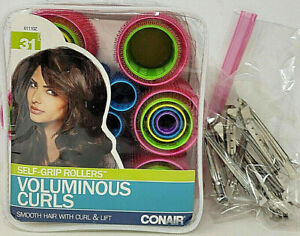 Conair Voluminous Curls Self Grip Rollers 611OZ Smooth Hair Curl Lift Hair Clips