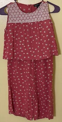 Top recortado floral Limited Too Girls y capris salmón floral con cordones talla 10 Foto 1 de 4