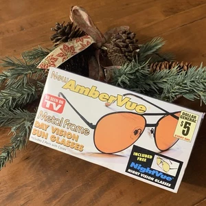 Vintage neu aus altem Lagerbestand AmberVue Metallgestell Tag Vision Sonnenbrille mit Box Etikett Kunststoffhülle - Bild 1 von 10