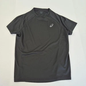 ASICS T-Shirt Medium Black Mens Round Neck Short Sleeve Logo Running Gym - Picture 1 of 12