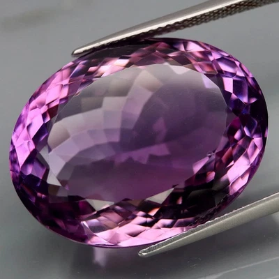 VS 37.92 Ct Natural Amethyst Bolivia Untreated Oval Shape Loose Gemstone - Image 1 of 2