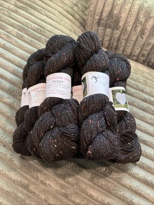 Hilo de lana/poliaminda orgánico suelo oscuro marrón lote 9 madejas fino/ligero #6 aguja Foto 1 de 4