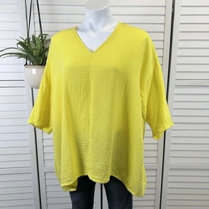 Bryn Walker Bax Tunic Top Yellow Incaberry Cotton Muslin Gauze V-Neck Size XS - Picture 1 of 12